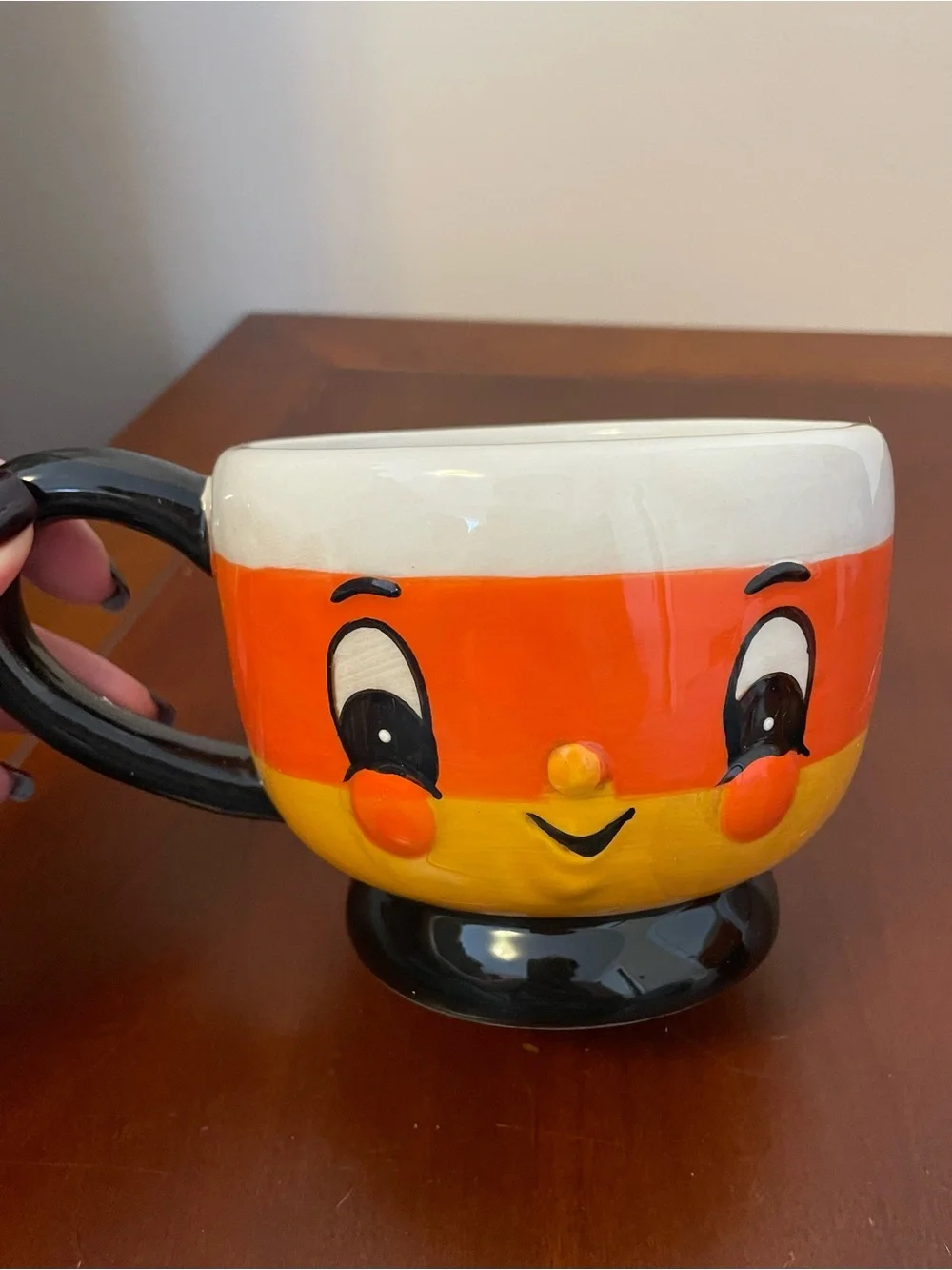 NIB JOHANNA PARKER SET OF 2 CANDY CORN MUGS Cups Halloween Holiday Tea Coffee